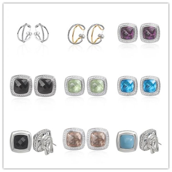 Stud 2024 Diseñador Dy Pendientes de moda para mujeres Hombre Moda Incrustado Azul Pequeño Cystal Zircon Cable Twisted Wire Classics Alta Joyería Regalos de compromiso de boda J