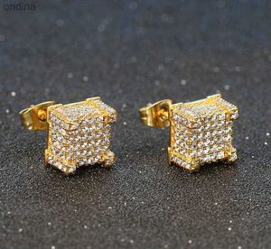 Stud 2024 Boucles d'oreilles de luxe pour femmes hommes glacés rappeurs hip hop piercings oreille anneau couleur or plaqué bijoux en gros 240306