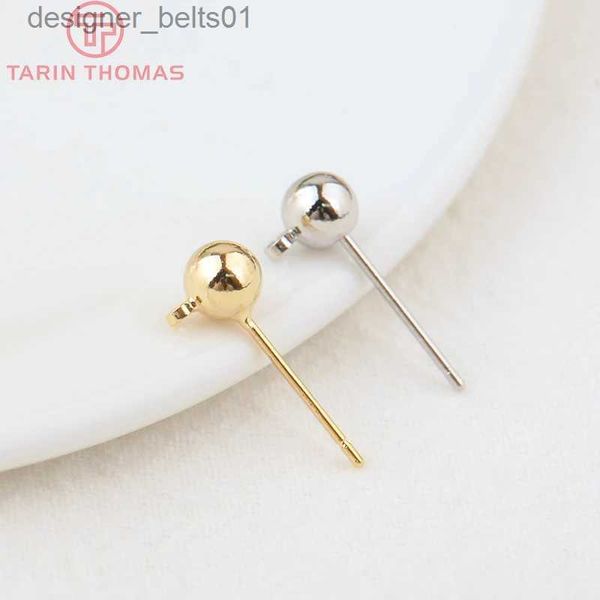 Stud (2184) 3MM 4MM 5MM 24K Color oro latón bola redonda Stud pendientes Clip de alta calidad DIY fabricación de joyas FindingsL231117