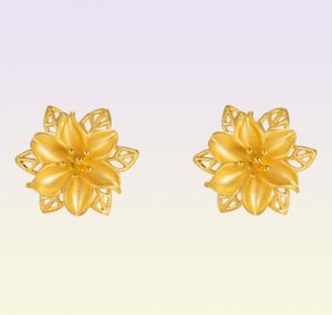 Boucles d'oreilles étalons de couleur en or 24k pour femmes bijoux fins vintage à fleur creux boucles d'oreille pour le mariage cadeau en or bijoux sh1288495