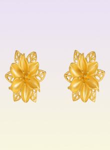 Boucles d'oreilles étalon de couleur en or 24k pour femmes bijoux fins vintage à fleur creux de boucle d'oreille pour cadeau de mariage en or bijoux sh1035749