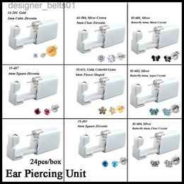 Stud 24pcs / boîte jetable sans douleur stérile oreille piercing unité kit boucle d'oreille bijoux cartilage tragus hélice piercing oreille pistolet outilc24319