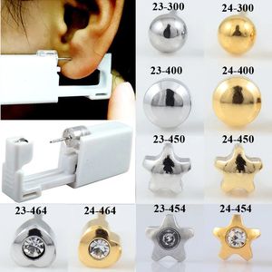 Stud 24 stcs/doos geen pijnoorpiercing kit wegwerp veilige steriel 316l stalen oorbuier piercing pistool piercer gereedschap earring sieraden 231020