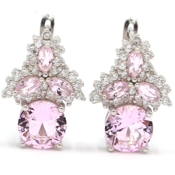 Stud 24x14mm Arrivée 6 7g Réel Vert Émeraude Rose Kunzite Aigue-Marine CZ Femme 925 Boucles D'oreilles En Argent Massif 230714