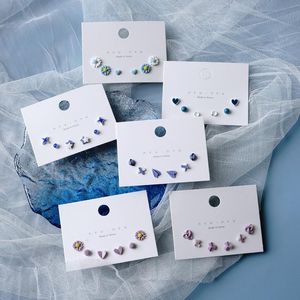 Stud 3/1 paren oorbellen gemengde stijlen Moon Star Flower Geometric Airplane Plastic set voor vrouwelijke meisjes sieraden