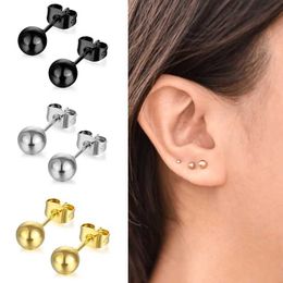 Étalon 3-7 mm rond balle multicolor Womens Boucles d'oreilles en acier inoxydable Posts de bijoux de fête pour fille à la mode Q240507