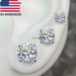 Stud 3mm-10mm classique Mossanite vis boucles d'oreilles bijoux 925 VVS oreille Stud hommes femmes cadeau 240306