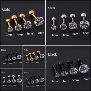 Stud 4 couleurs Punk boucles d'oreilles médicales en acier inoxydable aiguille Zircon cristal bijoux cadeau pour hommes femmes livraison directe Dhm2R