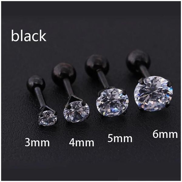 Stud 4 Couleurs Punk Boucles D'oreilles Médical En Acier Inoxydable Aiguille Zircon Cristal Bijoux Cadeau Pour Hommes Femmes Drop Delivery Dhtxm