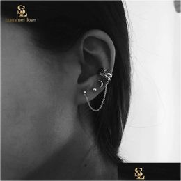 Stud 4pcs / set vintage feuilles lune boucle d'oreille clip pour femmes style bohème rétro sier dame bijoux fête cadeau livraison directe juif dhgarden dhvi9