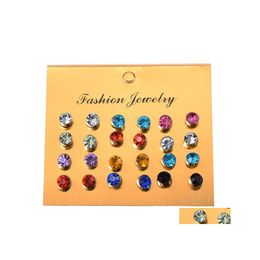 Stud 5mm 12 paren set colorf witte kristal oorbellen voor vrouwen oorrang sieraden strass steentjes mode geschenk groothandel drop levering dhwmz