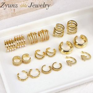 Stud 5 pares Vintage Zircon Color oro Ear Cuff Clips de oreja no perforantes Pendientes de cartílago falso Pendientes de clip para mujeres Hombres Joyería 231218