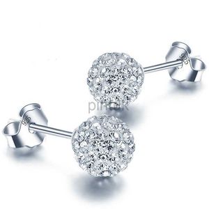 Stud 6/8/10 mm Wit S925 Stamp Plata Color Burgingen Micro Disco Balls Crystal Stud Earring Veilig voor Skin Women Sieraden Groothandel D240426