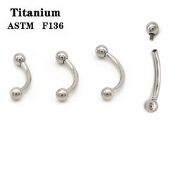 Stud 60pcs ASTM F136 Anneaux à sourcils à filetage interne Piercing Banane Courbé Barbell Nombril Nombril Corps Jewelry16G 7mm 231020