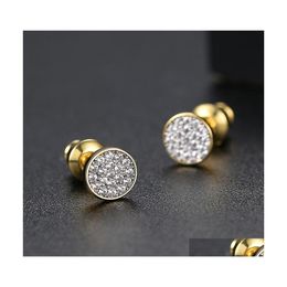 Stud 6Mm Cubique Zircone Boucle D'oreille Ronde Pour Femmes Fille Mode Cz 18K Plaqué Or Antiallergy Pin Bijoux Cadeau Drop Delivery Boucles D'oreilles Dhlyz