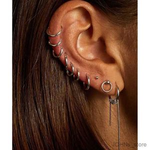 Étalon 6pcs / lot en acier inoxydable cercle de métal simple boucles d'oreilles de cerceau pour les femmes beaux-bijoux de bijoux géométrique rond