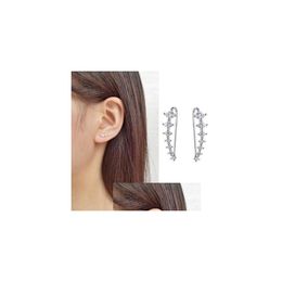 Stud 7 cristal cubique zircone en forme de U oreille clip manchette boucles d'oreilles cartilage pour les femmes 925 sterling argent hypoallergénique mode D Dhgarden Dhat2