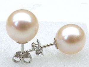 Stud 7mm Perfect Round White Akoya Pearls Earring 14K/20 Solid Goldstudstud Kirs22