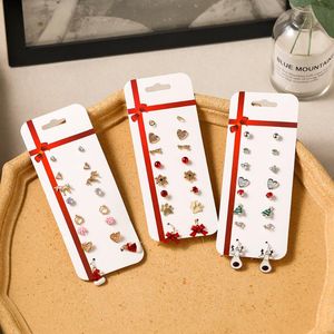Stud 8pcs/Set Christmas Earrings Sieraden Accessoires Set Leuke Kerstman Sneeuwman Tree Bell Gifts For Women Girls Kids Stud