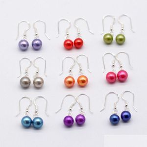 Stud 9 Pair / Set Joyería de moda 925 Sterling Sier y Drop Pearl Earring 66 Colors Freshwater Cured par para mujeres Pendientes de entrega Dh0Hw