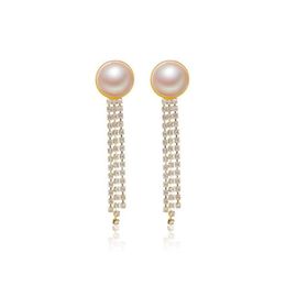 Stud 925 Sier Pearl Earrings Stud Retro Tassel Diamant Chain Ear Drop European Women Business Dress Sweater Earring Sieraden Accessor DHQHK