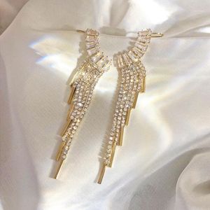 Stud 925 Silver Needle Super Fairy Royal Cubic Zirconia Tassel Oorbellen Dames Sieraden 2022 Trend Oor Clips Geïntegreerd