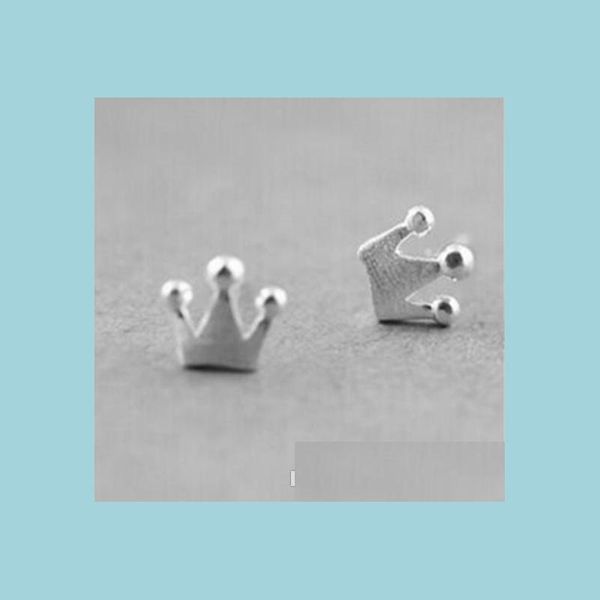 Stud 925 Sterling Sier Mini Crown Ear Studs para niñas Joyas de niños Buenos amigos Lindos Pendientes de Cumpleaños Regalos Drop de entrega Dhbnz