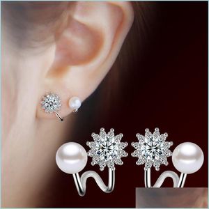 Stud 925 Sterling Sier Nieuwe Woman Sieraden Simuled Pearl Women Fashion Simple Temperament Hexagram Star Earrings Drop Delivery 2022 Earr Dhzui