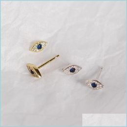 Stud 925 Sterling Sier Zirkon Blue Evil Eye Eye Stud -oorringen vrouwen klassieke temperament bruiloft sieraden accessoires 2791 Q2 drop levering dh3it