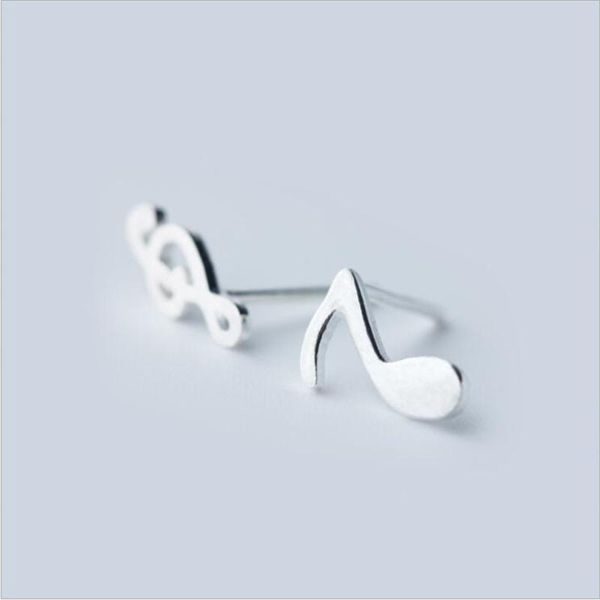 Boucles d'oreilles musicales asymétriques en argent Sterling 925 pour femmes prévenir les allergies Brincos Pendientes Mujer Moda ES374