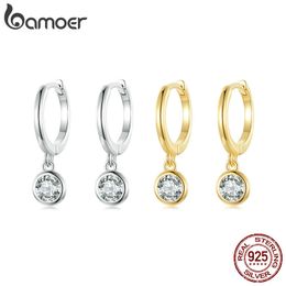 Stud 925 Sterling Silver Clear CZ Waterdrop Hoop Boucles d'oreilles pour les femmes 14K Gold Plated Statement Basic Jewelry 2 Couleurs SCE830 230517
