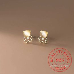 Stud 925 Sterling Silver Crystal Bear Boucles d'oreilles pour femmes enfants 14K plaqué or oreille fête de mariage bijoux cadeau femme Pendientes YQ231026