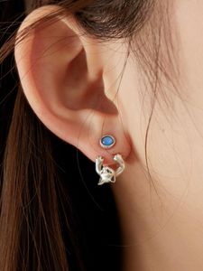 Stud 925 sterling zilveren oornagels hebzuchtige kat creatief cadeau schattig leuk origineel ontwerp unieke persoonlijkheid oorbellen handgemaakte sieraden