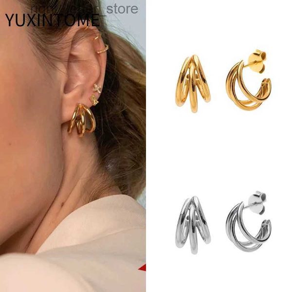 Stud 925 Sterling Argent Oreille Aiguille Vintage C Forme Boucles D'oreilles Pour Les Femmes Triple Cercle Ouvert Piercing Boucles D'oreilles Bijoux De Mode YQ231128