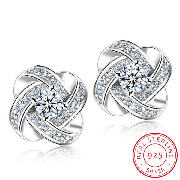 Boucles d'oreilles en argent Sterling 925 pour femmes Sterlingsilverjewelry boucles d'oreilles torsadées coeur éternel en zircone Oorbellen Se430 J230529