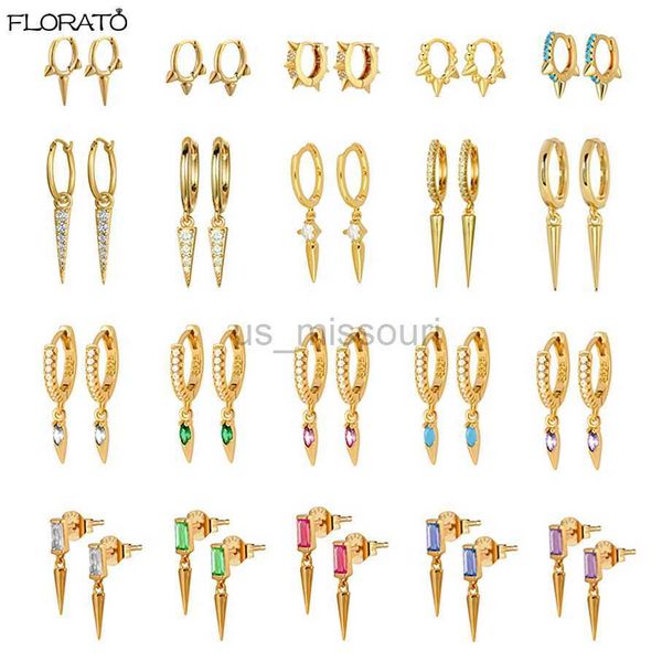 Stud 925 Aguja de plata esterlina Punk Spike Remache Pendientes de aro para mujeres Huggie Pendientes Ear Cuff Piercing Pendiente Joyería gótica J230529