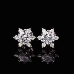 Stud 925 Sterling Silver Pass Diamond Test 0.5-1 Ct Moissanite Hexagonal Snow Boucles d'oreilles Femmes Classic Party