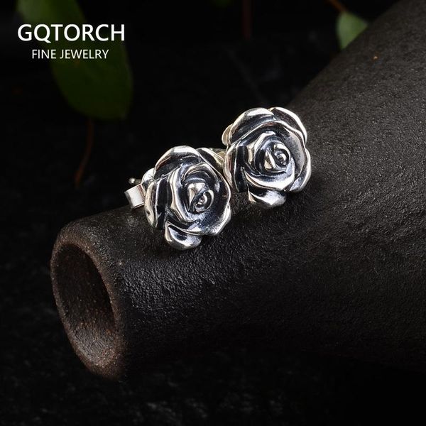 Stud 925 Sterling Silver Rose Boucles d'oreilles pour femmes Studs Earring Set Rétro Antique Style Argent 925 Bijoux