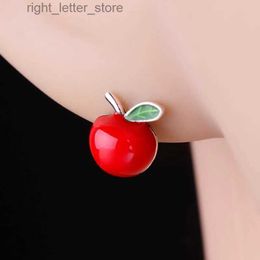 Goujon 925 en argent sterling petit minimaliste rouge émail pomme boucles d'oreilles pour femmes filles Brincos hypoallergénique Pendientes YQ231211