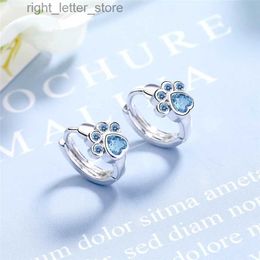 Boucles d'oreilles en argent sterling 925 avec zircon bleu, design griffe de chat, bijoux pour femmes et filles, nouvelle mode 2021, YQ231128