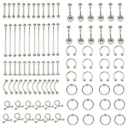 Stud 96pcs bijoux de corps piercing lot acier nez fer à cheval lèvre langue sourcil tragus corps piercing nombril ventre anneau haltère 14G 16G 231020