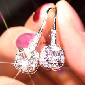 Stud AAA zirkoon diamanten bungelen oorbellen voor vrouwen femme wit goud zilver kleur pendientes kristallen sieraden bague mode bijoux YQ240110