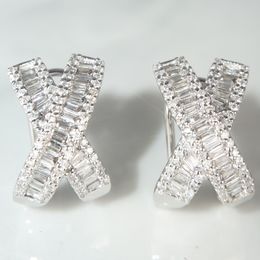 Stud Across 14 Gold Lab Diamond Earring Real 925 sterling zilveren Engagement Wedding Oorbellen voor Vrouwen Bruids Edelstenen Sieraden 230729