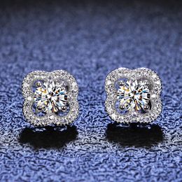 Stud AETEEY Real Diamond Stud Oorbellen D Kleur 0.5ct 925 Sterling Zilver Clover Oorbellen Bruiloft Fijne Sieraden voor Vrouwen 230620