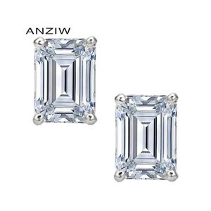 Stud Ainuoshi Fashion 925 Sterling Silver Emerald Cut CZ Earrings Earring Women Wedding Party Juster Gift221N