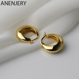 Stud Anenjery zilveren kleur dikke hoepel oorbellen voor vrouwen punkoor sieraden groothandel 230814