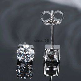 Stud Anziw Sparkle Real Moissanite Boucles d'oreilles noires Diamant 925 Argent Or Oreille Piercing Bijoux pour Femmes Hommes Cadeaux 3mm / 4mm / 5mm YQ231026