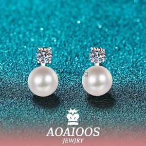 Stud AOAIOOS unique 0.1/0.3 impeccable Moissanite boucles d'oreilles pour les femmes réel 925 en argent Sterling bijoux naturel perle boucles d'oreilles YQ240110