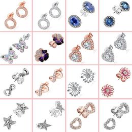 Arrivée de goujons 100% 925 STERLING Silver Pendientes Brands d'oreilles fleuries étincelantes originales pour femmes Fine Jewelrystud Kirs22