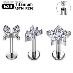 Stud ASTM F136 Titanium 16G OOR bladvorm met CZ Top Kraakbeen Tragus Oorbellen Oor Lip Helix Studs Tong Nagel Piercing SieradenL231117